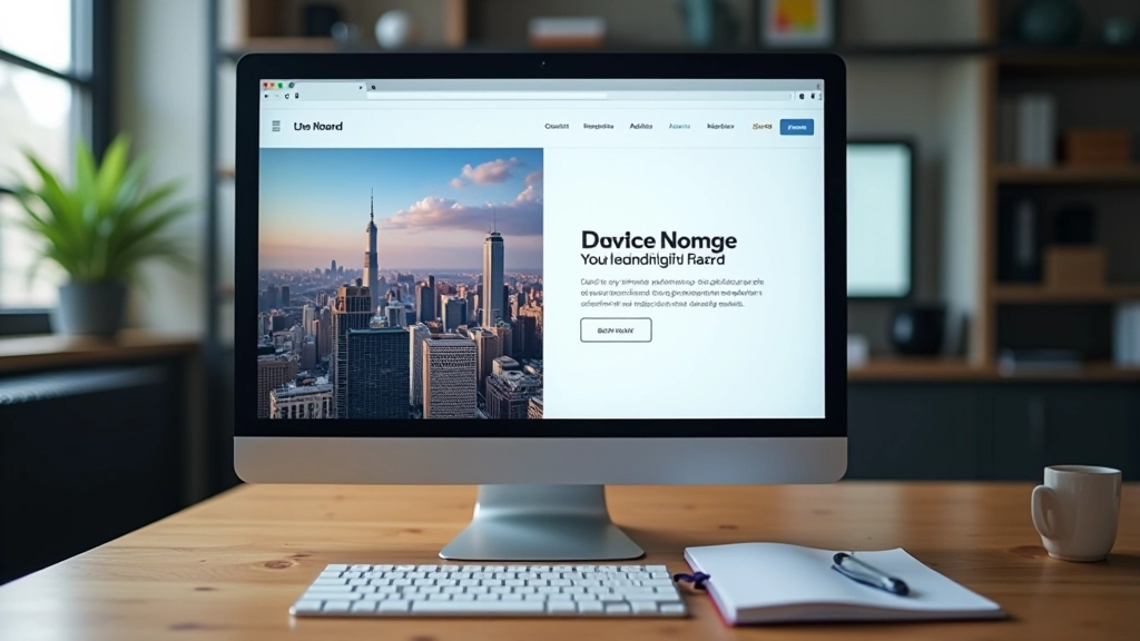 Professional website mockup showing image on left and text content on right in split layout